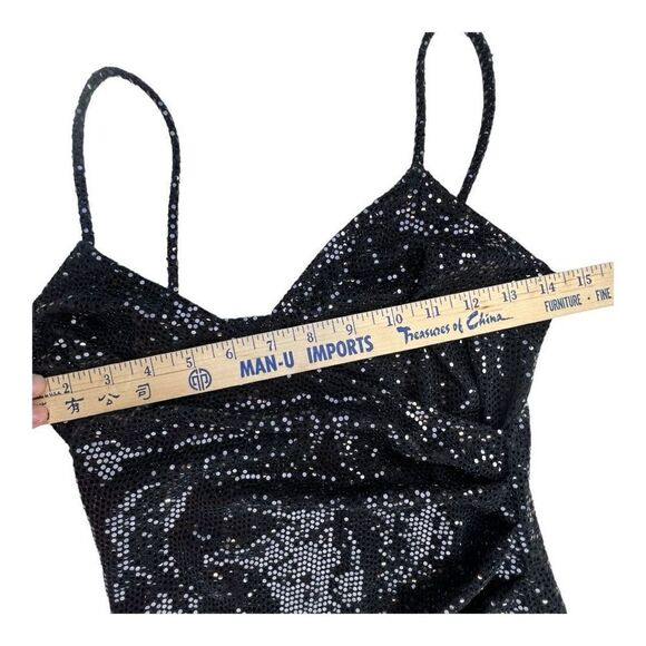 Windsor Women's Sleeveless Sequin Asymmetrical Bodycon Mini Dress Black Small - Picture 8 of 12